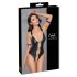 Cottelli Bondage - Glänzender offener Body mit Ringen (schwarz) - XL