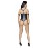 Cottelli Bondage - Glänzender offener Body mit Ringen (schwarz) - XL
