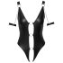 Cottelli Bondage - Glänzender offener Body mit Ringen (schwarz) - XL