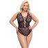 Cottelli Curves Plus Size - transparenter gemusterter Body (schwarz) - 90D/XL