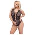 Cottelli Curves Plus Size - transparenter gemusterter Body (schwarz) - 90D/XL
