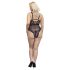 Cottelli Curves Plus Size - Transparenter, gemusterter Body (schwarz) - 95F/2XL