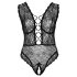 Cottelli Curves Plus Size - Transparenter, gemusterter Body (schwarz) - 95F/2XL