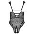 Cottelli Curves Plus Size - Transparenter, gemusterter Body (schwarz) - 95F/2XL