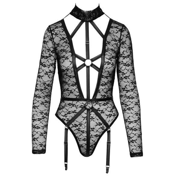 Cottelli - transparenter Riemenbody (schwarz) - L