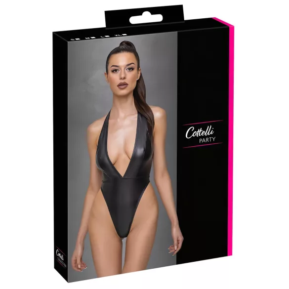 Cottelli Party - Glänzender Neckholder-Body (Schwarz) - M