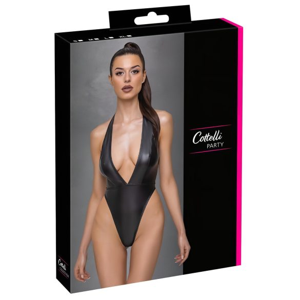 / Cottelli Party - Glänzender Neckholder-Body (Schwarz) - L