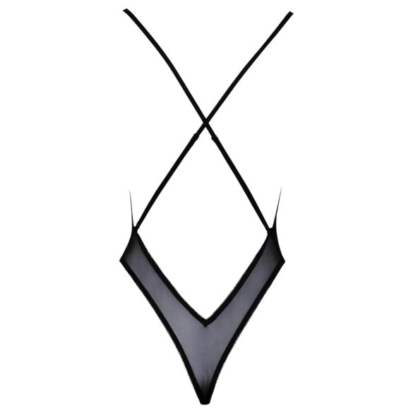 Küssbar - Body mit pinker Stickerei (schwarz)