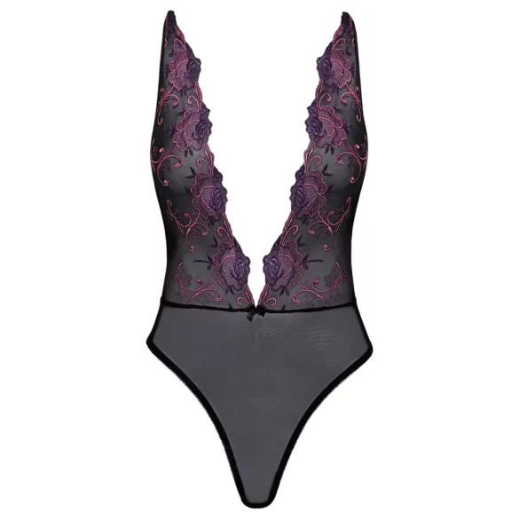 Küssbar - Body mit pinker Stickerei (schwarz) - L/XL