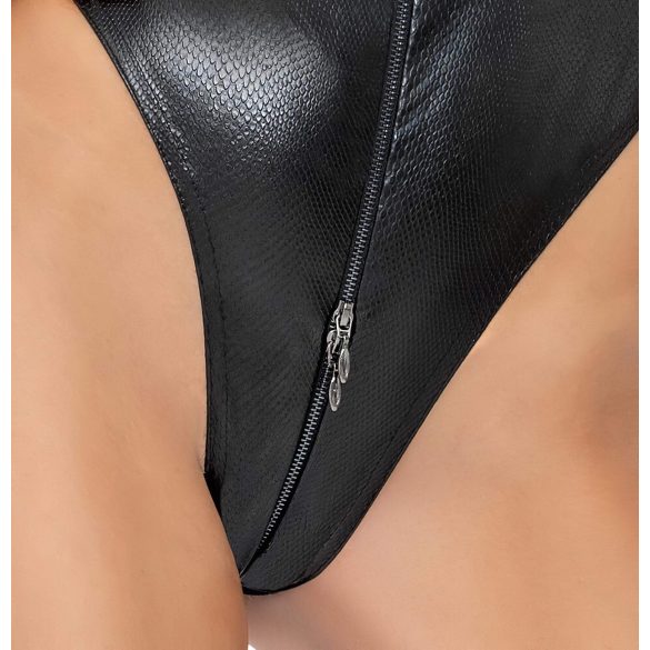 Noir - Schlangenhautmuster-Body (schwarz) - XL