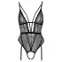 Cottelli - Offener, riemchen Body mit Strumpfhalter (schwarz)