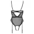 Cottelli - Offener, riemchen Body mit Strumpfhalter (schwarz)