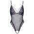 Cottelli - bestickter, offener Spitzenbody (schwarz-lila) - L