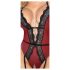 Abierta Fina - Offener Body mit Strapse (schwarz-rot)
