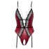 Abierta Fina - Offener Body mit Strapse (schwarz-rot)