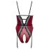 Abierta Fina - Offener Body mit Strapse (schwarz-rot)