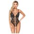 Abierta Fina – Offener Spitzenteddy mit Strass (Schwarz) - M
