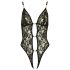 Abierta Fina – Offener Spitzenteddy mit Strass (Schwarz) - M