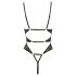 Abierta Fina – Offener Spitzenteddy mit Strass (Schwarz) - M