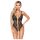 Abierta Fina – Offener Spitzenteddy mit Strass (Schwarz) - L
