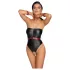 Cottelli Bondage - glänzender Body + Arm- und Halsfixierung (schwarz) - L