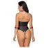 Cottelli Bondage - glänzender Body + Arm- und Halsfixierung (schwarz) - L