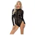 Noir - Langarm-Body mit Leopardenmuster (Schwarz) - M