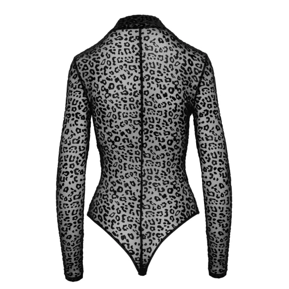 Noir - Langarm-Body mit Leopardenmuster (Schwarz) - M