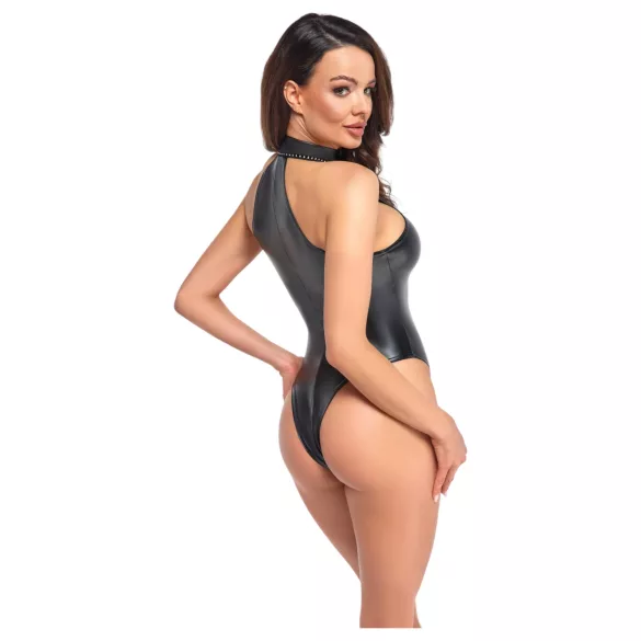 Noir - glänzender Neckholder-Body (schwarz) - XL