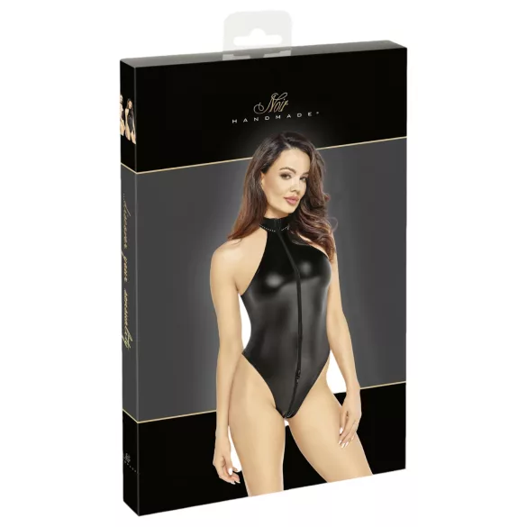 Noir - glänzender Neckholder-Body (schwarz) - XL