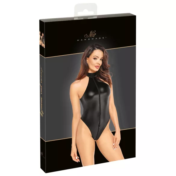 Noir - glänzender Neckholder-Body (schwarz) - XL