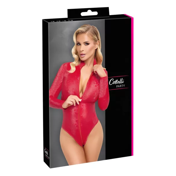 Cottelli - Schlangenhaut-Body (rot) - L