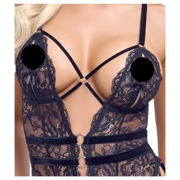 Cottelli - Offener Strapscatsuit (Schwarz) - M