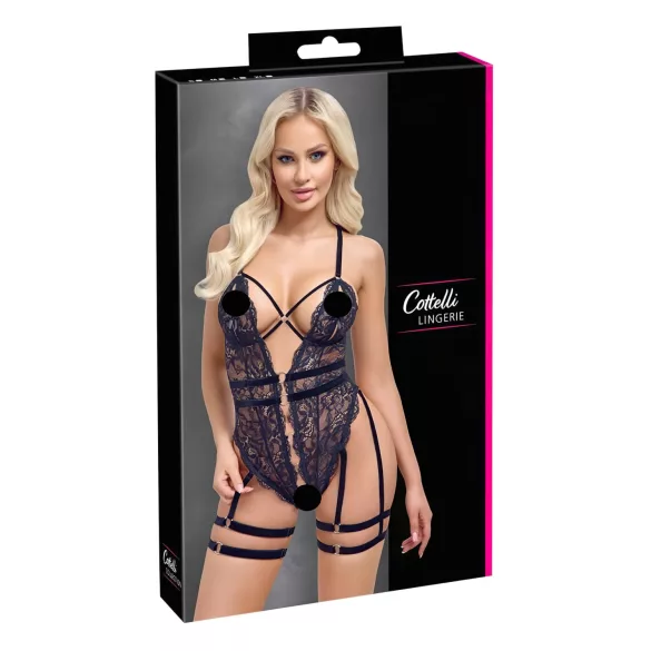 Cottelli - Offener Strapscatsuit (Schwarz) - L
