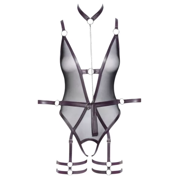 Cottelli Bondage - offener Body mit Armfesseln (schwarz) - L