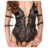Cottelli Bondage - Offene Spitzen-Bodysuit (schwarz) - L