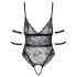Cottelli Bondage - Offene Spitzen-Bodysuit (schwarz) - L