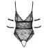Cottelli Bondage - offener Spitzenbody (schwarz) - L