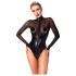 Noir - Glänzender Body mit transparentem Einsatz (Schwarz) - L