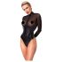 Noir - Glänzender Body mit transparentem Einsatz (Schwarz) - L