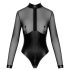 Noir - Glänzender Body mit transparentem Einsatz (Schwarz) - L