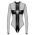 Noir - transparenter Body mit Kreuzmuster (schwarz) - M