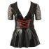 Cottelli Plus Size - Glänzendes Kleid mit rotem Korsett (Schwarz)