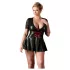 Cottelli Plus Size - Glänzendes Kleid mit rotem Korsett (schwarz) - XXXXL