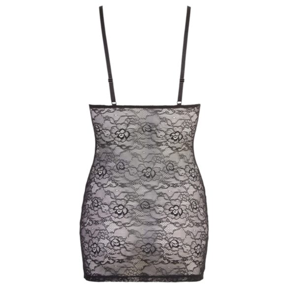 Cottelli - Glänzendes gestreiftes Spitzenkleid (schwarz) - M