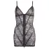 Cottelli - Glänzendes gestreiftes Spitzenkleid (schwarz) - L