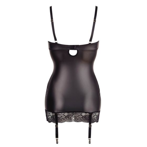 Abierta Fina - Satin glänzendes Kleid mit Push-Up-Effekt (schwarz)