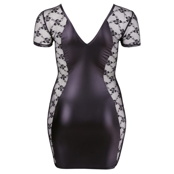 Cottelli Plus Size - Schleifenverziertes, Spitzenkombiniertes Kleid (schwarz)