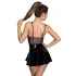 Noir - Lackkleid mit Netzdetail (Schwarz) - M