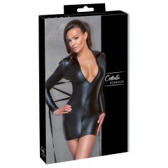   Cottelli Bondage - Glänzendes, körperbetontes Kleid mit Fesseln (schwarz)